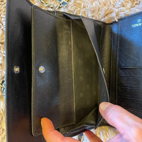 Chanel Black Leather Crossbody Wallet Purse Authentic - Picture 5 of 12